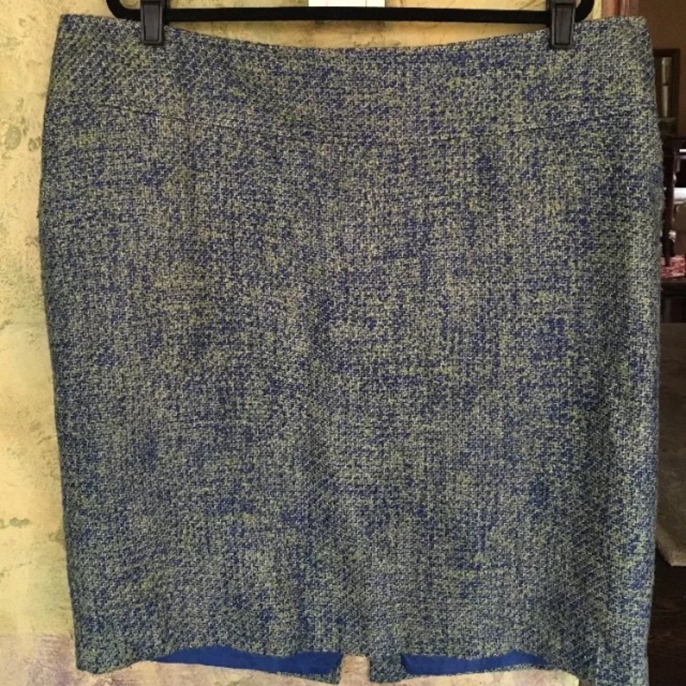 Lane Bryant Blue & Green Tweed Boucle Pencil Skirt